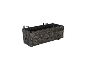 Балконный ящик для цветов WICKER 60x19xH18см, серый, металлический каркас, пластиковая оплетка