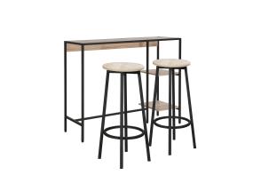 Baarikomplekt HEDVIG laud ja 2 baaripukki, saar/must