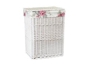Pesukorv MAX-2, 38x27xH52cm, valge punutis, lilleline kangas