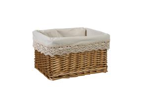 Korv MAX-3, 40x30xH24cm, helepruun punutis, pitsiga kangas