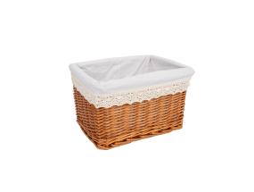 Korv MAX-4, 35x25xH21cm, helepruun punutis, pitsiga kangas