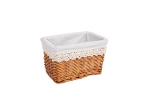 Korv MAX-5, 30x20xH18cm, helepruun punutis, pitsiga kangas