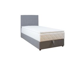 Continental bed LEVI 90x200cm, with mattress, gray