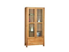 Vitriinkapp CHICAGO NEW 2-klaasuksega ja 2-sahtliga, 91x40xH190cm, puit: tammespoon/MDF, värvus: naturaalne, õlitatud