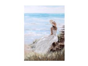 Õlimaal 90x120cm, naine rannas