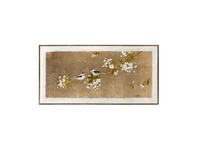 Maal raamiga 60x120cm, lind kuldsel