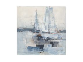 Õlimaal 100x100cm, purjekad merel