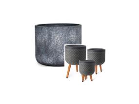Lillepott EDEN D32xH26cm, jalgadel, tumehall