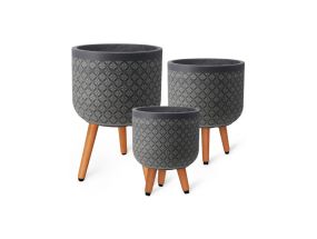 Flowerpot PAO D37xH52cm, on legs, dark grey