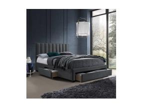 Voodi GRACE 160x200cm, madratsiga HARMONY DELUX, tumehall