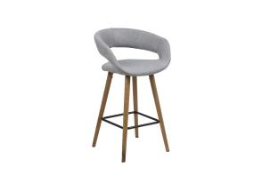 Baaritool madal GRACE 55x46,5xH98cm, iste ja seljatugi: kangas, värvus: helehall, jalad: tamm, viimistlus: õlitatud