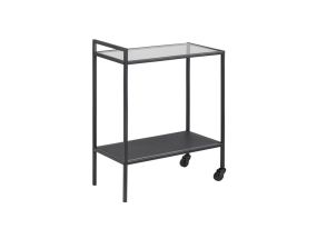 Serving table SEAFORD 60x30xH75cm, shelves: transparent/matte black 5mm glass, frame: black metal