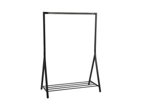 Riiete stange BRENT 117x59xH165cm, jalatsiriiuliga, metall, must/kroom