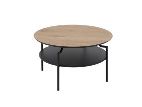 Coffee table GOLDINGTON D80xH45cm, oak/black, furniture board, MDF, metal