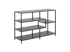 Riiul SEAFORD 114x35xH78cm, 4x, riiulid: must saare melamiin, raam: must metall