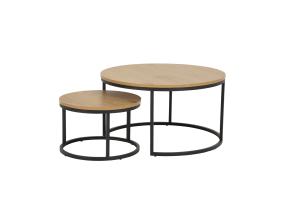 Diivanilauad 2tk SPIRO D50xH33cm, D80xH45cm, tamm, tamme imitatsiooniga melamiinplaat, pulbervärvitud matt must metall