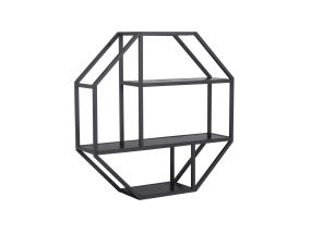 Wall shelf SEAFORD 77x22xH77cm, octagon, with 3 shelves, black