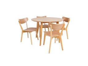 Söögilauakomplekt ROXBY ümar laud D105xH76cm, 4 tooli (AC91520 ), tamm
