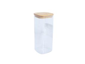 Purk JAR 10x10xH23cm 1900ml  bambusest kaanega, klaas