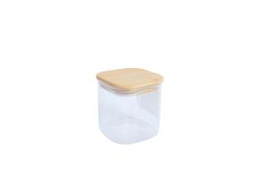 Purk JAR 10x10xH10cm 800ml bambusest kaanega, klaas