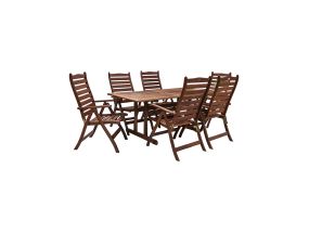 Garden furniture set VENICE table and 6 chairs (07090), 180x90xH74cm, wood: meranti, finish: oiled