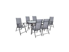 Aiamööblikomplekt DUBLIN laud ja 6 kokkupandavat tooli, hall