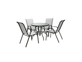 Garden furniture set DUBLIN table and 4 chairs, silver grey