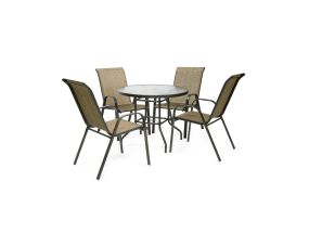 Garden furniture set DUBLIN table and 4 chairs, golden brown