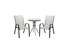 Garden furniture set DUBLIN table, 2 chairs, silver gray