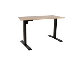Töölaud ERGO 1-mootoriga 160x80xH71-121cm, hikkoripuu/must, melamiinplaat