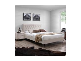 Bed EMILIA 90x200cm, with HARMONY DUO mattress, light beige, 96.5x219xH105cm, MDF, wood, fabric