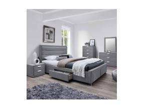 Voodi CAREN 160x200cm, madratsiga HARMONY DUO, hall, 165x220,5xH110cm, MDF, polüesterkangas