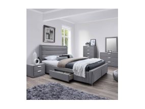 Кровать CAREN 160x200см, с ящиками и матрасом HARMONY DUO, серый