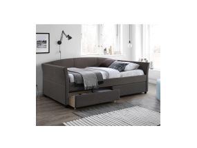 Bed GENESIS with mattress HARMONY DELUX (85265) 90x200cm, with 2 drawers, fabric-covered body, color: gray