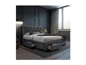 Voodi GLOSSY 160x200cm, madratsiga HARMONY DELUX, hall