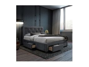 Voodi GLOSSY 160x200cm, madratsiga HARMONY DELUX, hall