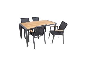 Aiamööblikomplekt TAMPERE laud 160x80xH75cm, 4 tooli 56x63xH90cm, tiik, alumiinium