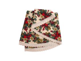 Laudlina WINTER FLOWERS pitsiga, D170cm, lindid, 50% polüester, 50% puuvill, kangas 475