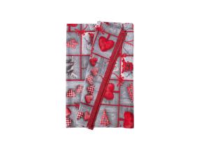 Linik WINTER FLOWERS pitsiga, 43x116cm, südamed, 50% puuvill, 50%polüester, kangas 385