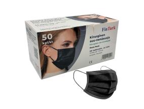 Meditsiiniline kaitsemask FinTurk Canbey TYPE II R ühekordne 3-kih must 50tk