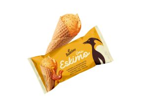 ONU ESKIMO Karamelli-koorejäätis kukekommitükkidega vahvlikoonuses 165ml/80g x 28