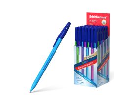 Шариковая ручка с колпачком ERICH KRAUSE R-301 Stick Neon 0,5 мм синего цвета