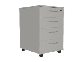 Sahtliboks ratastel OPTIMA 415x500x638mm 4-sahtliga helehall