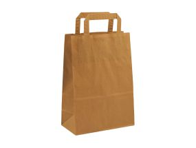 Paper bag with flat handle, 320x140x420 mm, 80 gsm, brown kraft paper.