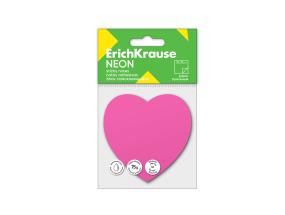 Märkmepaber ERICH KRAUSE Neon, Heart, 75х75 mm, 50 lehte, roosa