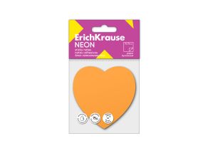Märkmepaber ERICH KRAUSE Neon, Heart, 75х75 mm, 50 lehte, oranž