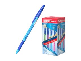Ручка шариковая с колпачком ERICH KRAUSE R-301 Neon 07мм синяя