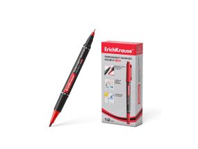 Double-sided permanent marker ErichKrause® Double P-80, color: red (box 12 pcs.)