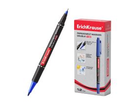 Double-sided permanent marker ErichKrause® Double P-80, color: blue (box 12 pcs.)