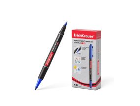 Double-sided permanent marker ErichKrause® Double P-80, color: blue (box 12 pcs.)